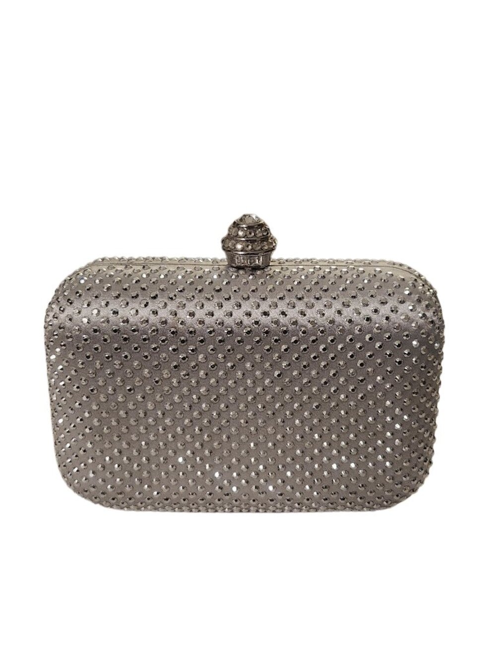 Silver Rhinestone Box Clutch Evening Bag Chain Strap Wedding Prom